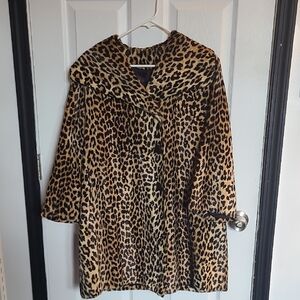 Vintage Faux Leopard Fur Swing Coat